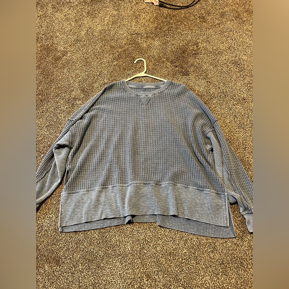 American Eagle Blue Striped Knit Sweater